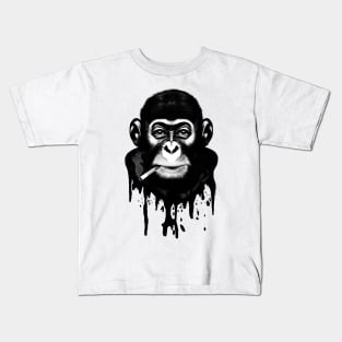 B&W smoking chimp illustration, Printed Truth Gift Idea! Kids T-Shirt